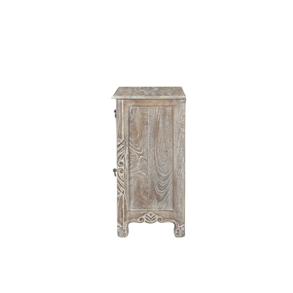 30" Gray Solid Wood Distressed One Drawer Nightstand