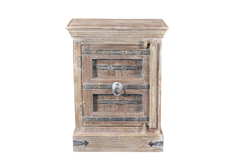 36" White Solid Wood Distressed Nightstand. Nightstands & bedside table isolated on a plain white background, in a white wood finish.