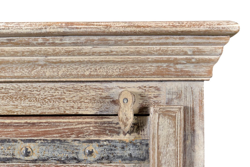 36" White Solid Wood Distressed Nightstand. Nightstands & bedside table isolated on a plain white background, in a white wood finish.