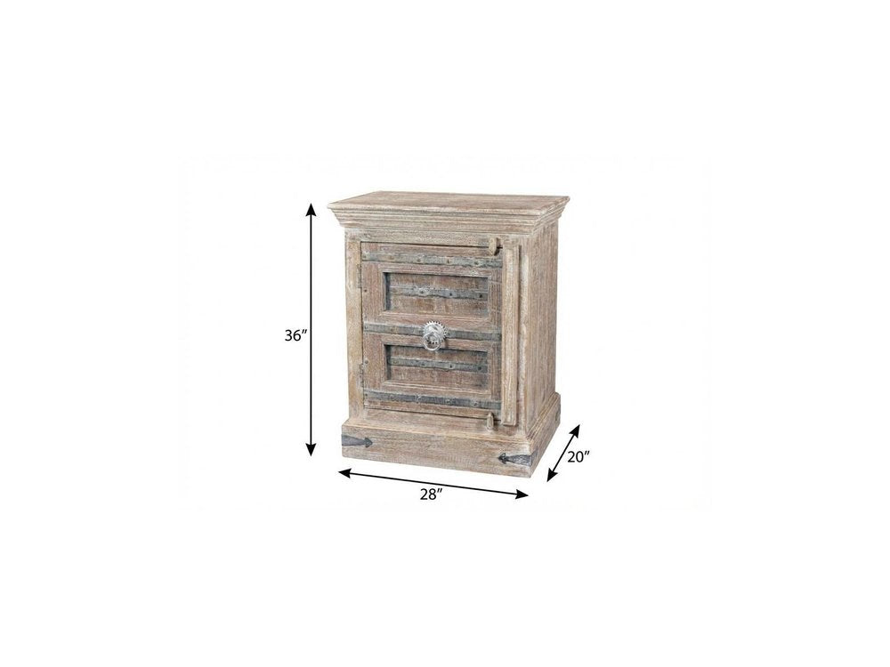 36" White Solid Wood Distressed Nightstand. Nightstands & bedside table isolated on a plain white background, showing a white wood surface.