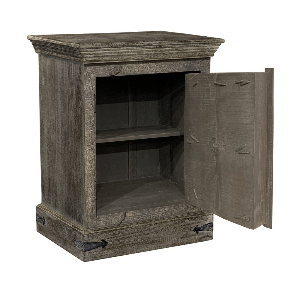 36" Brown Solid Wood Distressed Nightstand. Nightstands & bedside table isolated on a plain white background, showing a brown wood surface.