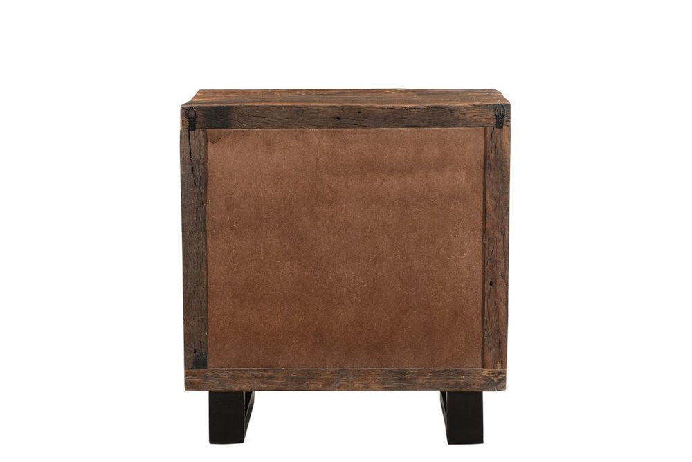 30" Dark Brown Solid Wood Distressed Three Drawer Nightstand. Nightstands & bedside table isolated on a plain white background, in a dark brown wood finish.