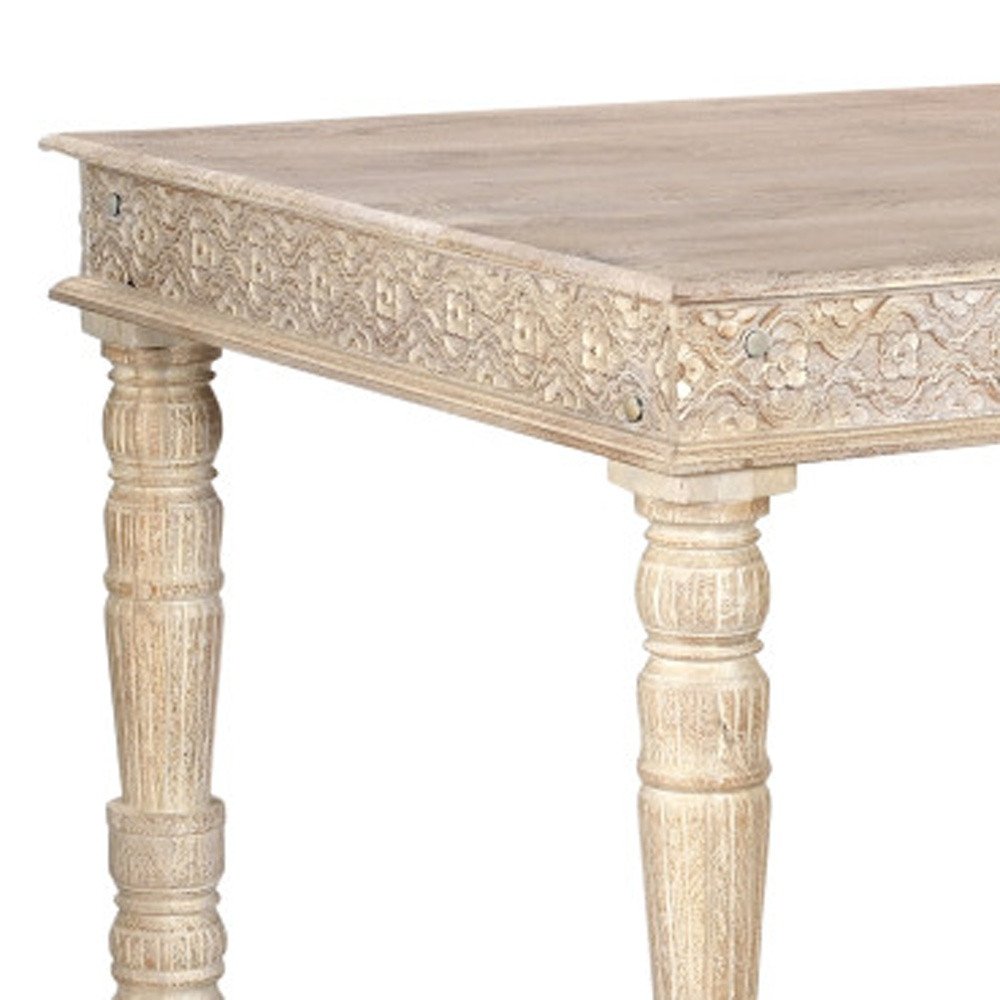 84" White Solid Wood Dining Table on a white background