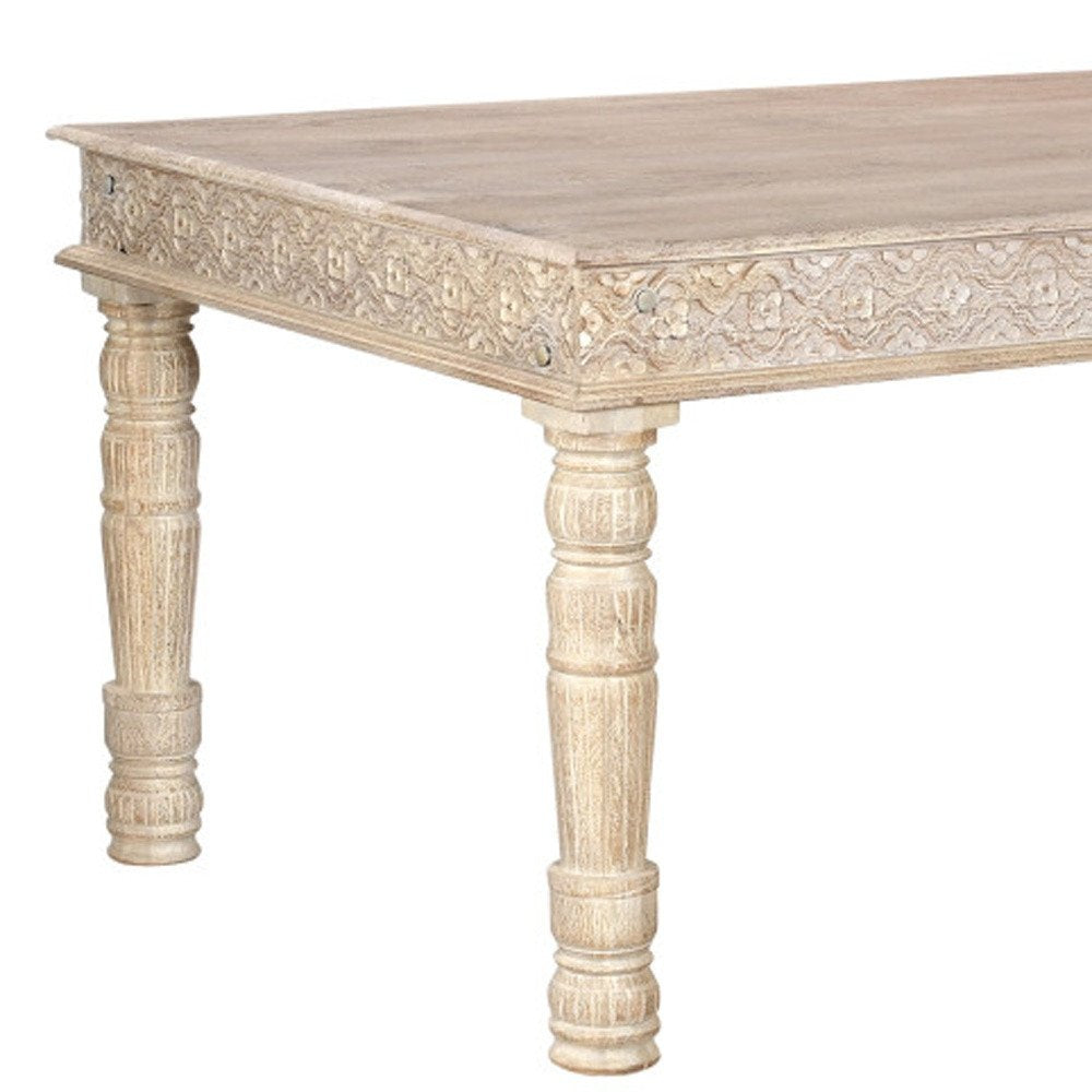 84" White Solid Wood Dining Table on a white background