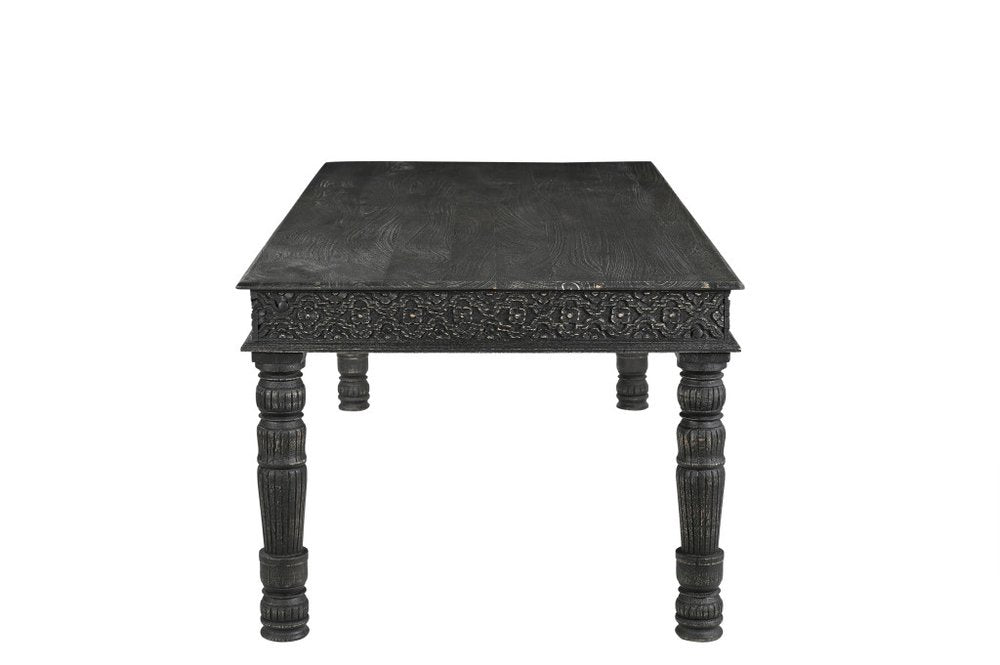 84" Black Solid Wood Dining Table on a white background