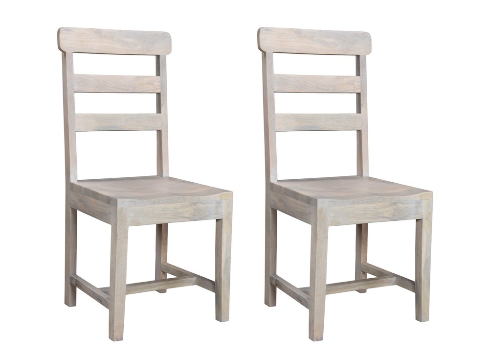 Set of Two White Wood Ladder Back Dining Side Chairs - SKU 522051 on a white background