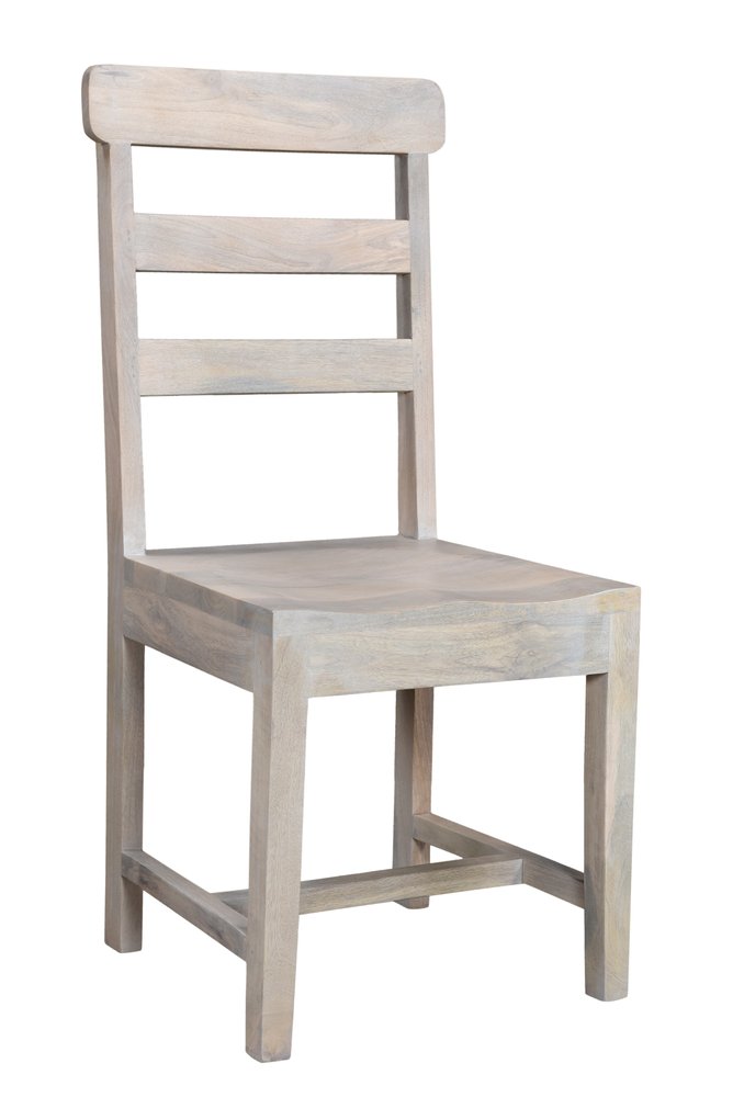Set of Two White Wood Ladder Back Dining Side Chairs - SKU 522051 on a white background