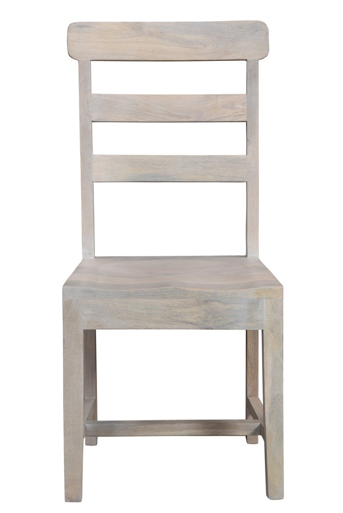 Set of Two White Wood Ladder Back Dining Side Chairs - SKU 522051 on a white background