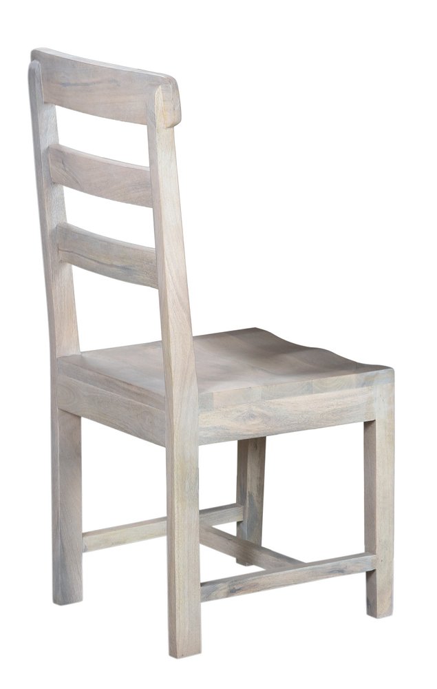 Set of Two White Wood Ladder Back Dining Side Chairs - SKU 522051
