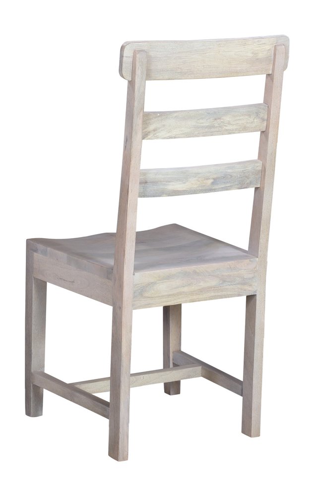 Set of Two White Wood Ladder Back Dining Side Chairs - SKU 522051
