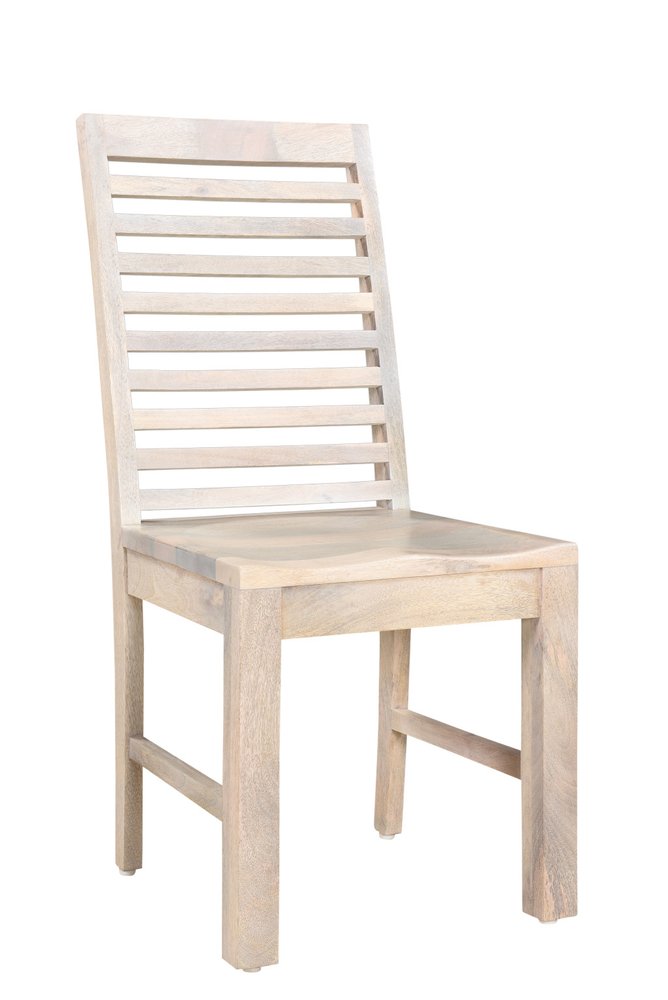 Set of Two White Wood Ladder Back Dining Side Chairs - SKU 522059