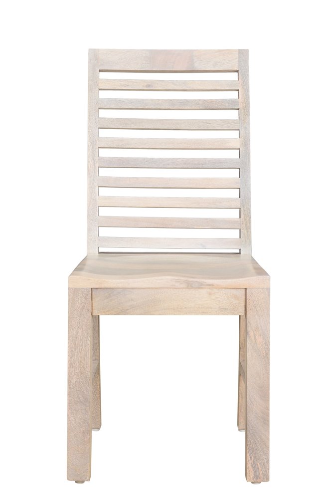 Set of Two White Wood Ladder Back Dining Side Chairs - SKU 522059