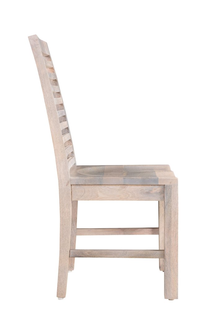 Set of Two White Wood Ladder Back Dining Side Chairs - SKU 522059