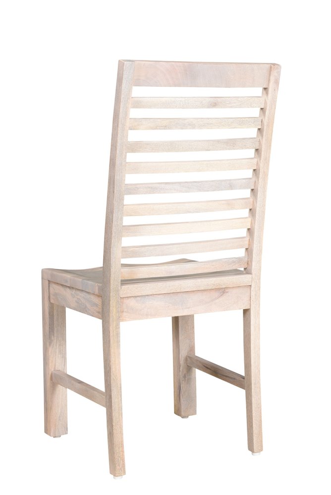Set of Two White Wood Ladder Back Dining Side Chairs - SKU 522059