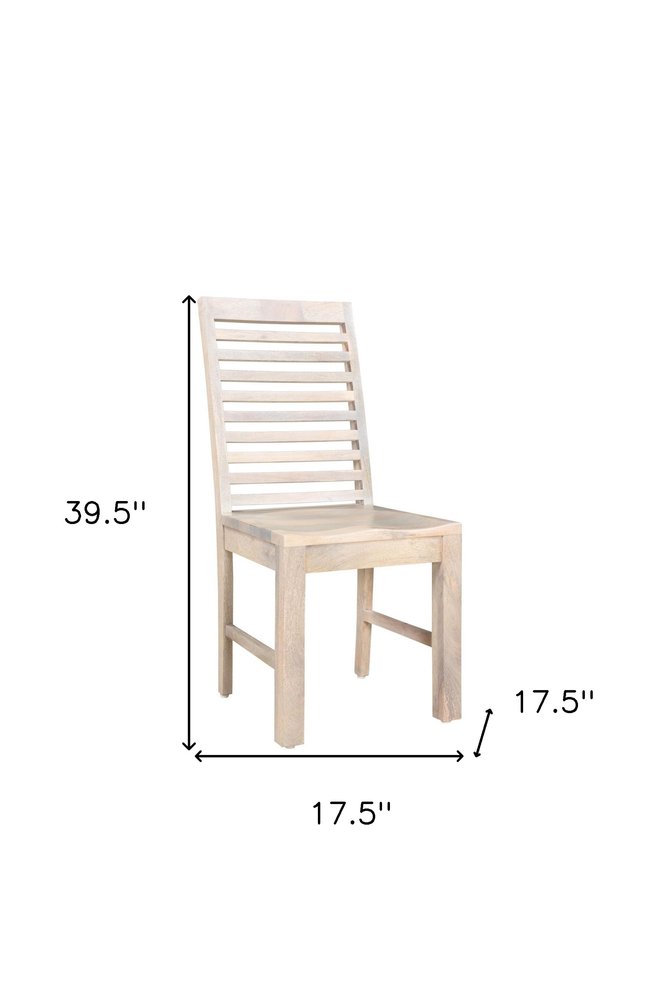 Set of Two White Wood Ladder Back Dining Side Chairs - SKU 522059 on a white background