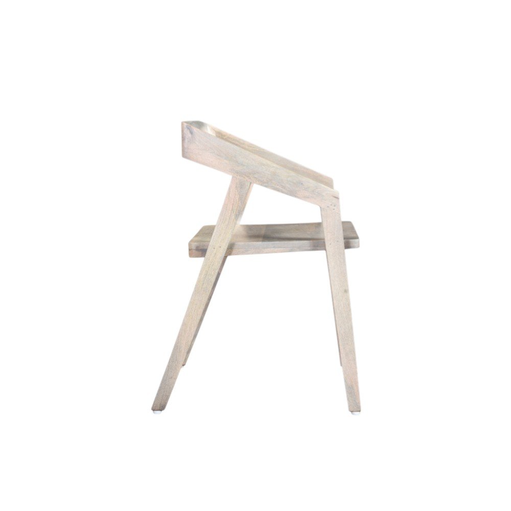 White Solid Wood Open Back Dining Arm Chair on a white background