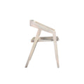 White Solid Wood Open Back Dining Arm Chair on a white background