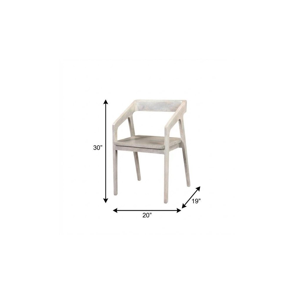White Solid Wood Open Back Dining Arm Chair on a white background