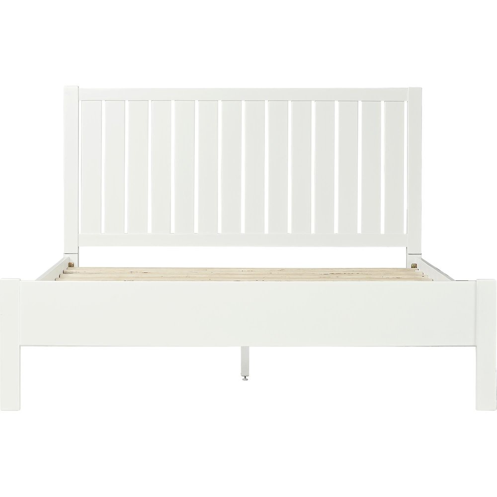 White Shiplap Texture Solid Wood Queen Bed Frame