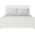 White Shiplap Texture Solid Wood Queen Bed Frame on a white background