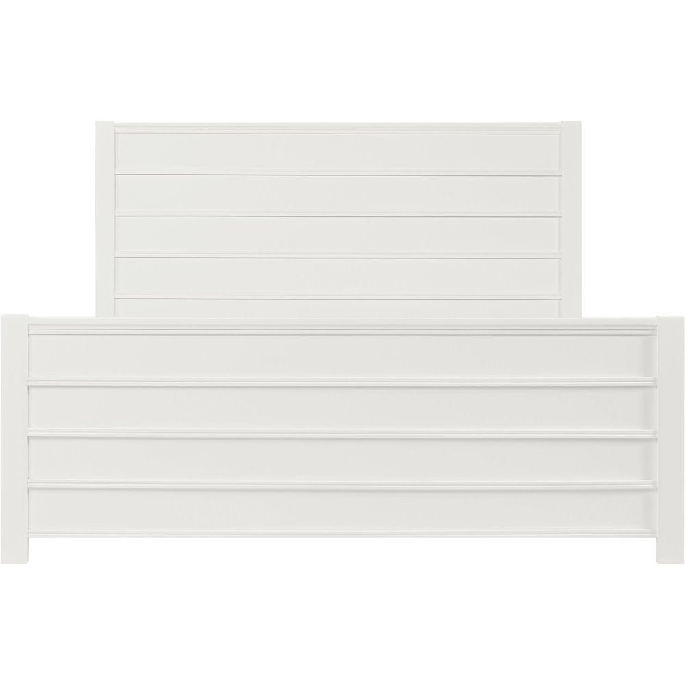 White Shiplap Texture Solid Wood Queen Bed Frame