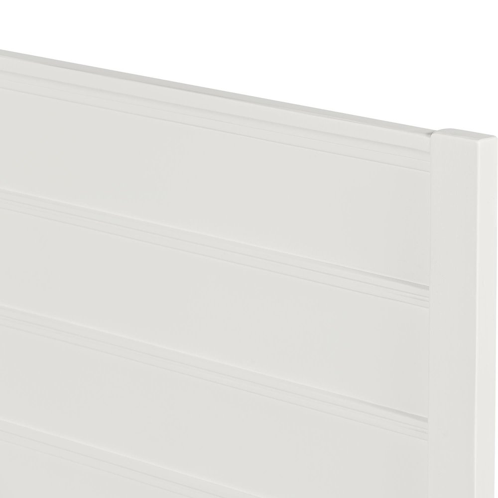 White Shiplap Texture Solid Wood Queen Bed Frame on a white background