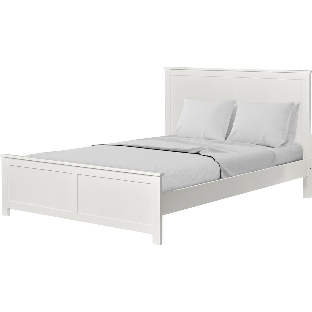 White Solid Wood Queen Bed Frame
