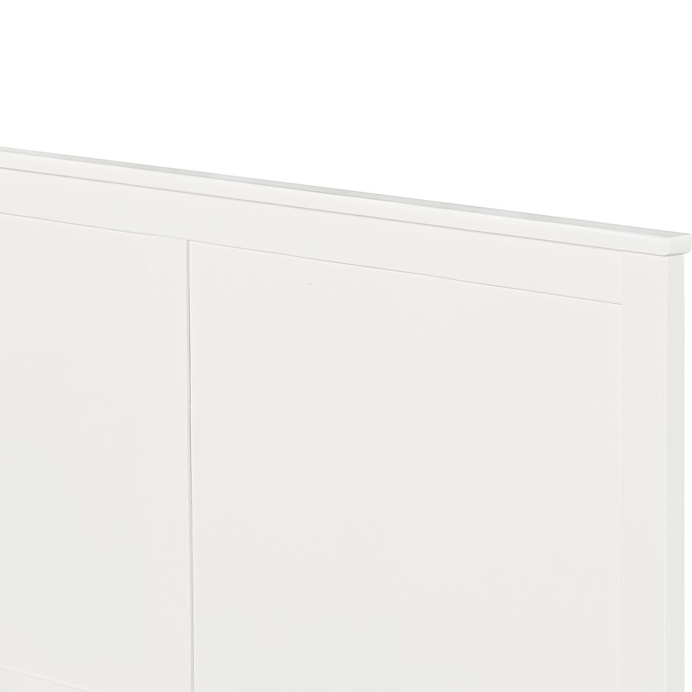 White Solid Wood Queen Bed Frame on a white background
