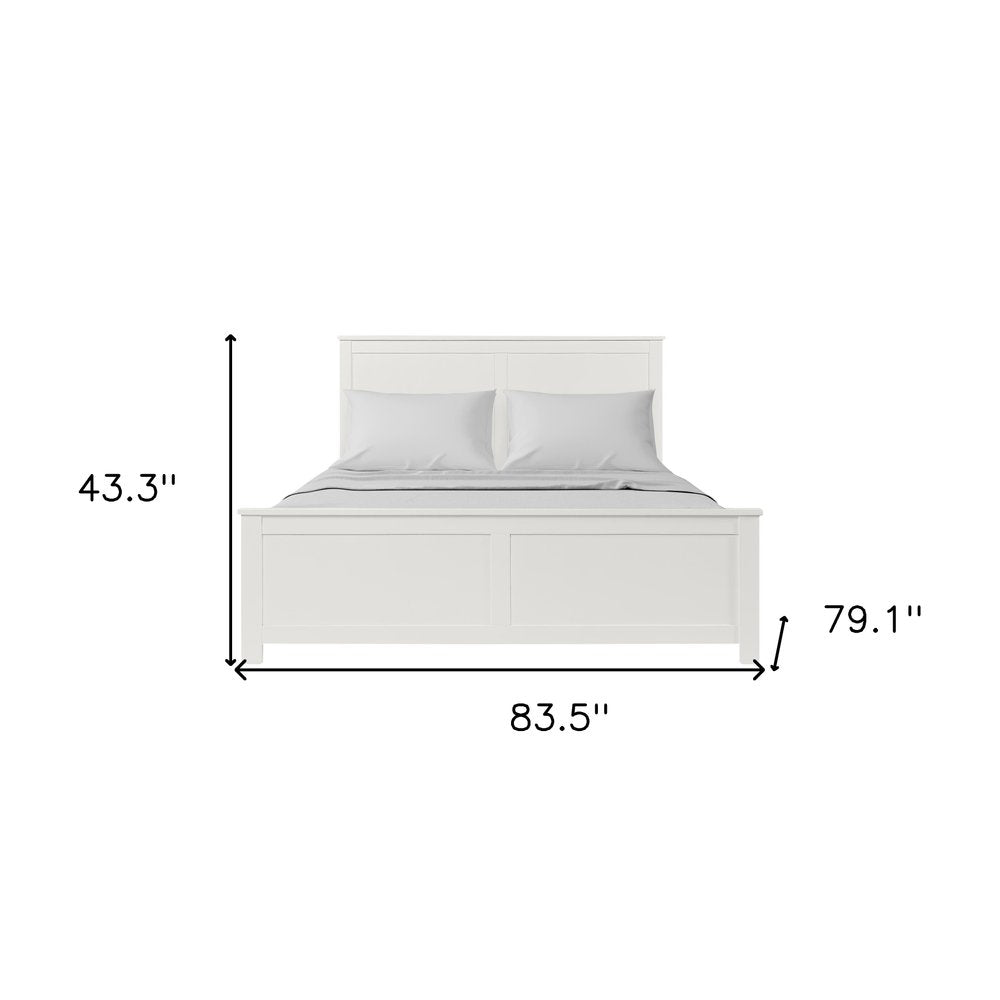 White Solid Wood Queen Bed Frame