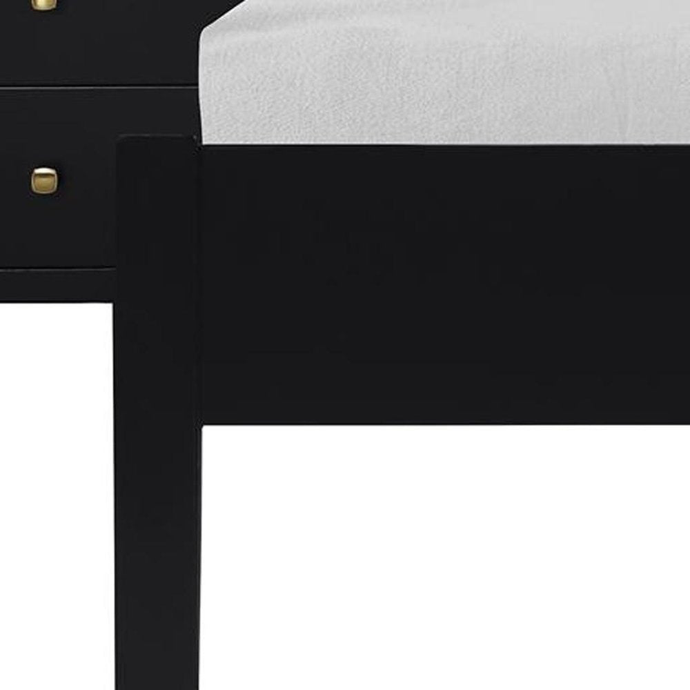 Three Piece Black Solid Wood Bedroom Set - SKU 523668