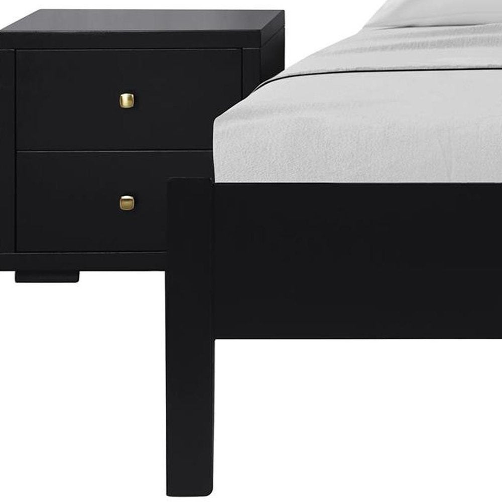 Three Piece Black Solid Wood Bedroom Set - SKU 523668 on a white background