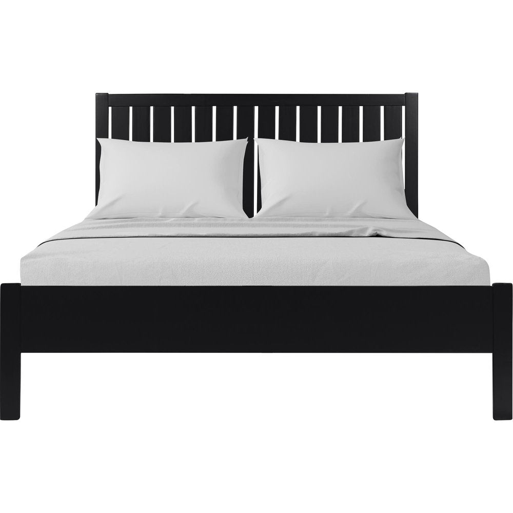 Three Piece Black Solid Wood Bedroom Set