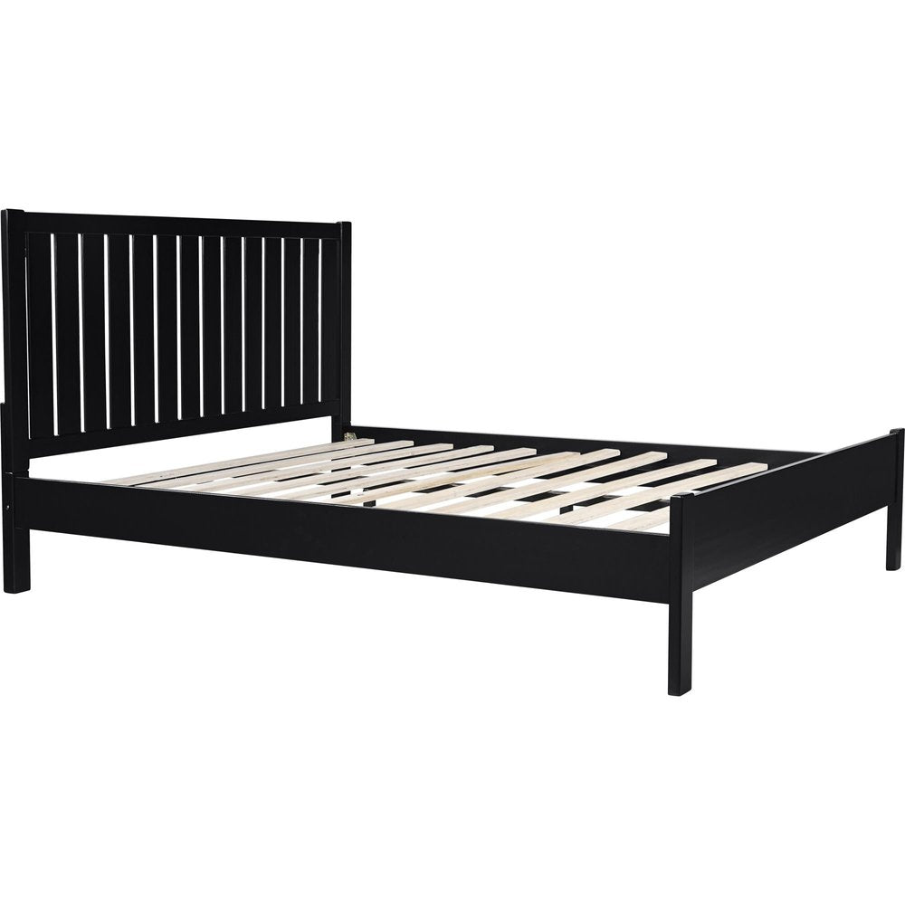 Three Piece Black Solid Wood Bedroom Set