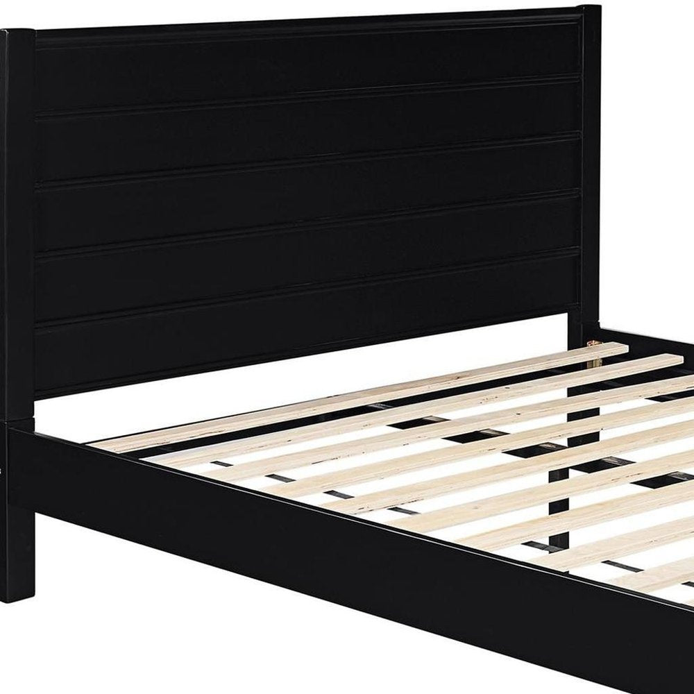 Three Piece Black Solid Wood Bedroom Set - SKU 523692