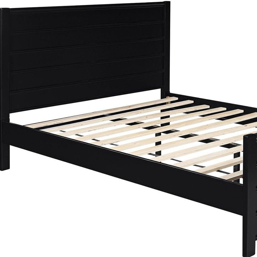 Three Piece Black Solid Wood Bedroom Set - SKU 523692 on a white background