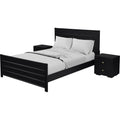 Three Piece Black Solid Wood Bedroom Set - SKU 523692 on a white background