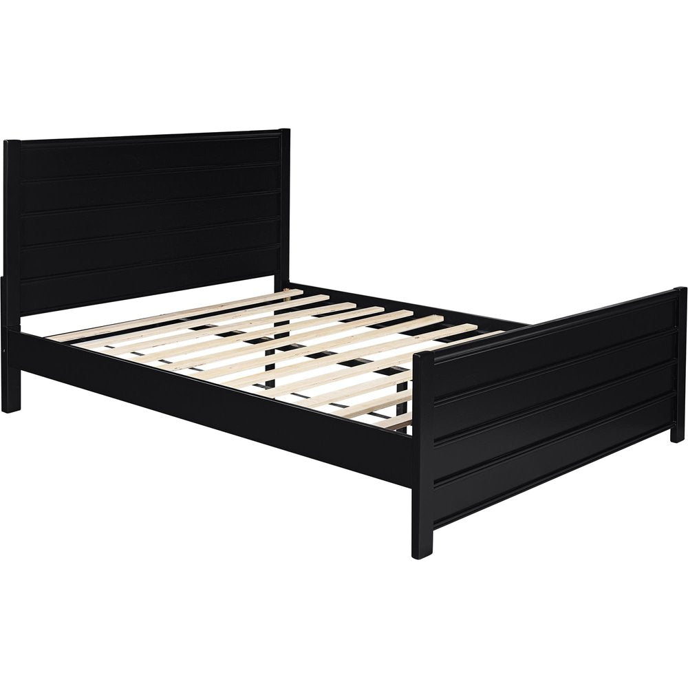 Three Piece Black Solid Wood Bedroom Set