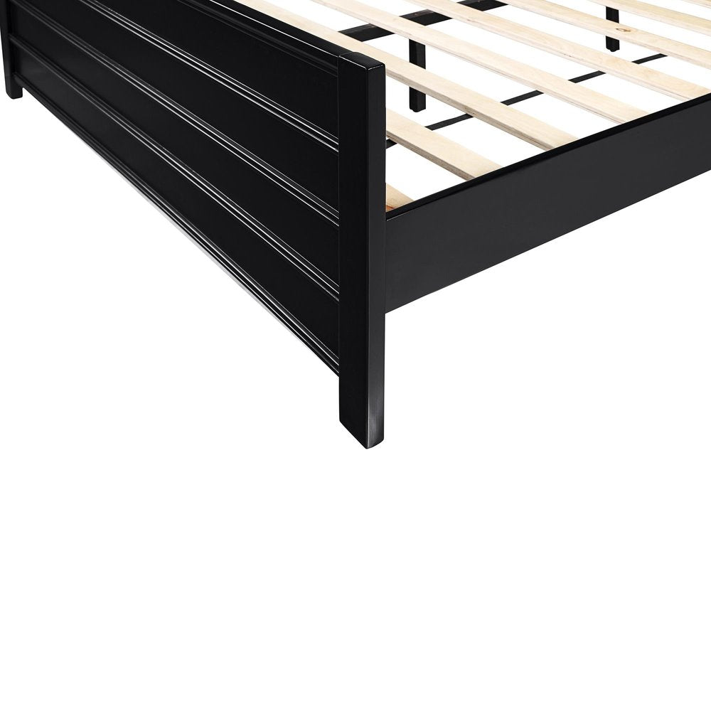 Three Piece Black Solid Wood Bedroom Set