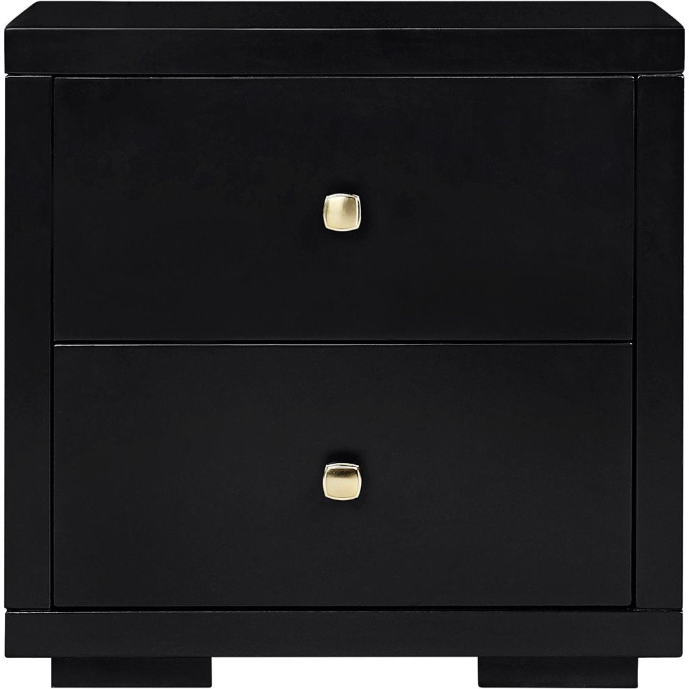 Three Piece Black Solid Wood Bedroom Set