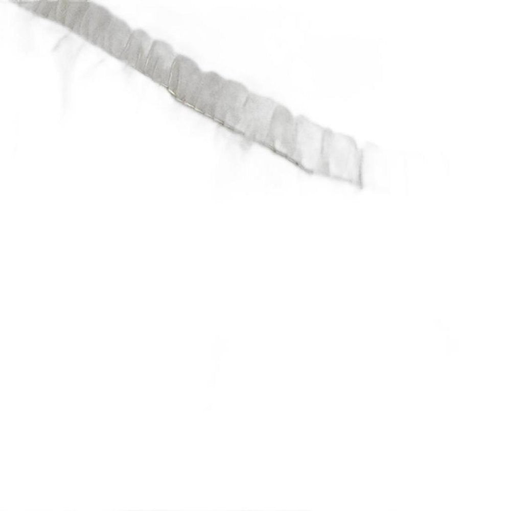 Close-up of ivory tencel lyocell fabric with a ruffled edge, on a white background.