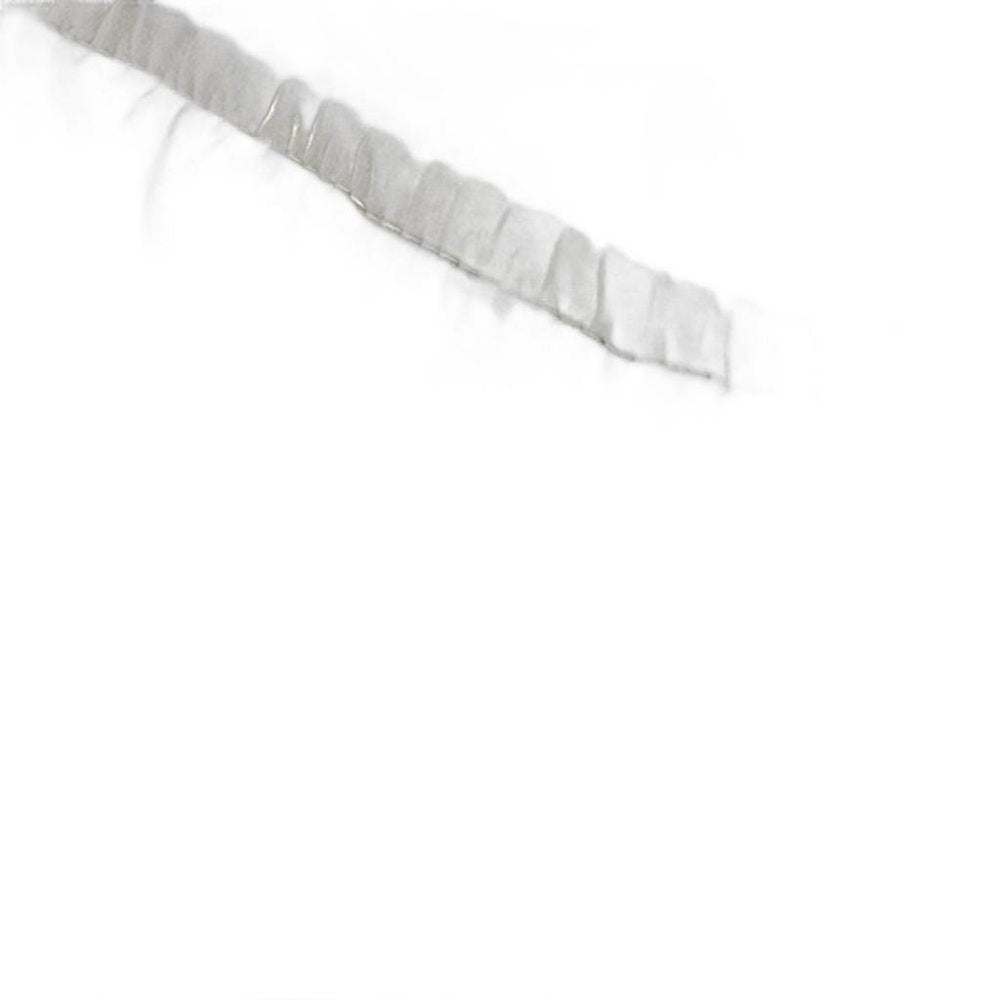 Close-up of ivory Tencel Lyocell fabric with a ruffled edge, on a white background.