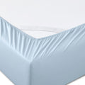 Six Piece Powder Blue Tencel Lyocell Queen Sheet Set on a white background