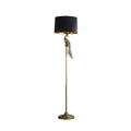 65" Gold And Black Floor Lamp With Black Fabric Drum Shade