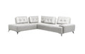 White Leather L Shaped Two Piece Seating Component on a white background