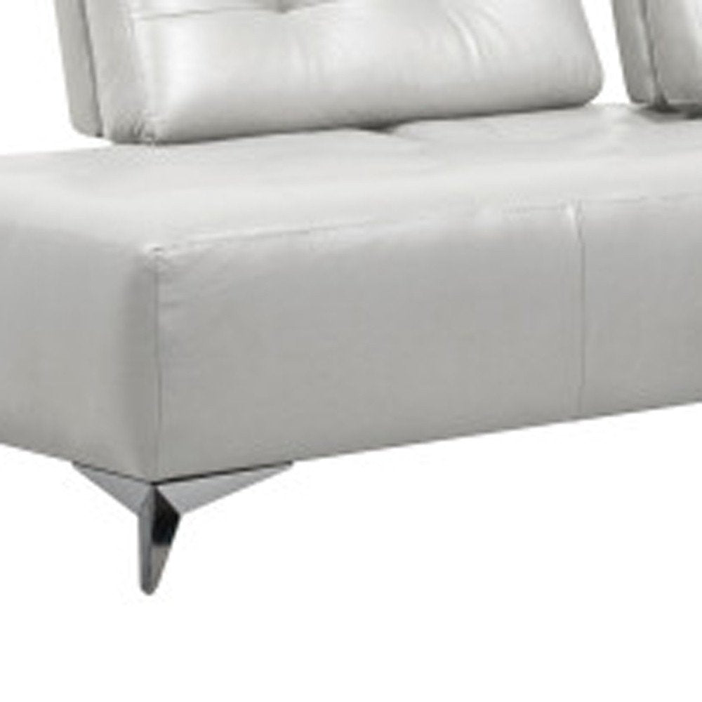 White Leather L Shaped Two Piece Seating Component on a white background