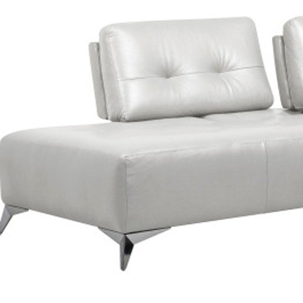 White Leather L Shaped Two Piece Seating Component on a white background