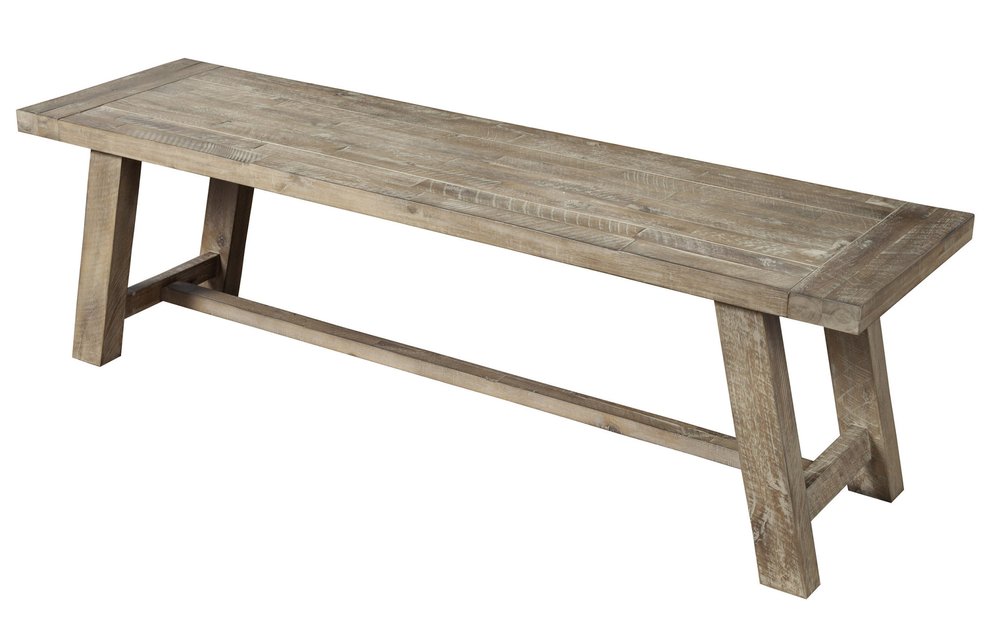 60" Natural Distressed Solid Wood Dining Bench - SKU 524061