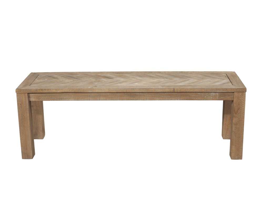 60" Natural Distressed Solid Wood Dining Bench - SKU 524063