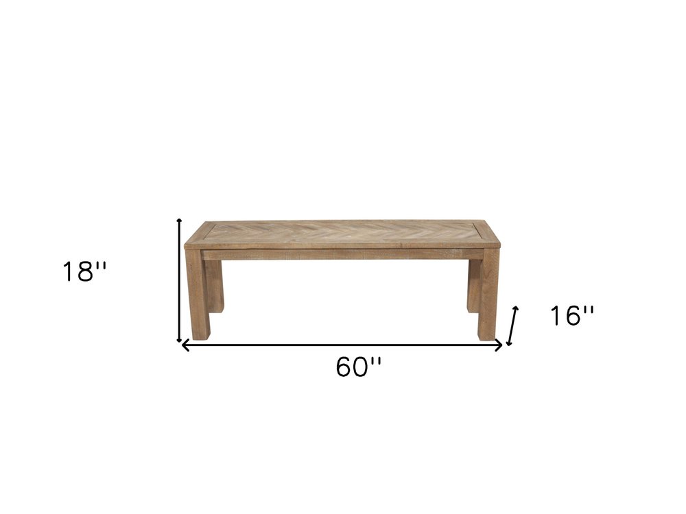 60" Natural Distressed Solid Wood Dining Bench - SKU 524063