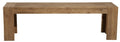 58" Natural Distressed Solid Wood Dining Bench. Bench isolated on a plain white background, showing a tan wood surface.